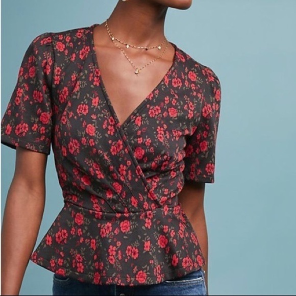 Anthropologie Meadow Rue Heartland Floral Peplum Top - Picture 2 of 6